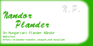 nandor plander business card